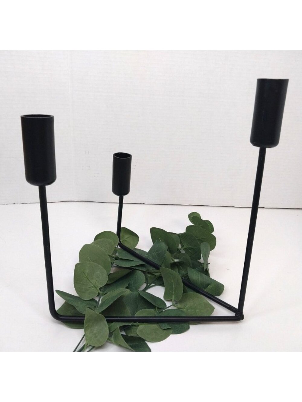 Modern Black Metal 3 Arm Taper Candlestick Holder Swedish Style Minimalist